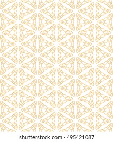 Seamless vector geometric background in arabian style. Islamic pattern, ethnic ornament. Endless hexagonal texture for wallpaper, banners, invitation cards. Yellow and white graphic lace background
