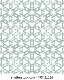 Seamless vector geometric background in arabian style. Islamic pattern, ethnic ornament. Endless hexagonal texture for wallpaper, banners, invitation cards. Green and white graphic lace background