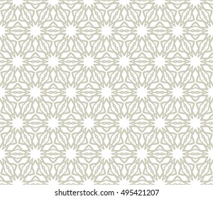 Seamless vector geometric background in arabian style. Islamic pattern, ethnic ornament. Endless hexagonal texture for wallpaper, banners, invitation cards. Brown and white graphic lace background