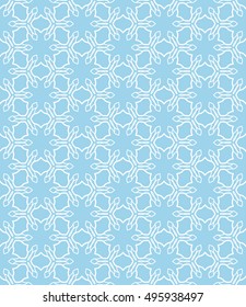 Seamless vector geometric background in arabian style. Islamic pattern, ethnic ornament. Endless hexagonal texture for wallpaper, banners, invitation cards. Blue and white graphic lace background