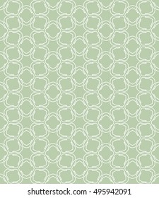 Seamless vector geometric background in arabian style. Islamic pattern, ethnic ornament. Endless hexagonal texture for wallpaper, banners, invitation cards. Green and white graphic lace background