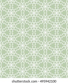 Seamless vector geometric background in arabian style. Islamic pattern, ethnic ornament. Endless hexagonal texture for wallpaper, banners, invitation cards. Green and white graphic lace background