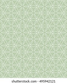 Seamless vector geometric background in arabian style. Islamic pattern, ethnic ornament. Endless hexagonal texture for wallpaper, banners, invitation cards. Green and white graphic lace background