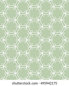 Seamless vector geometric background in arabian style. Islamic pattern, ethnic ornament. Endless hexagonal texture for wallpaper, banners, invitation cards. Green and white graphic lace background