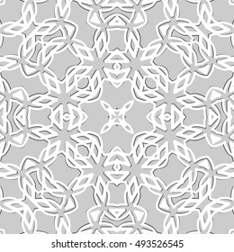 Seamless vector geometric background. Islamic pattern, ethnic arabic, indian ornament. Endless texture for wallpaper, banners, invitation cards. Gray and white graphic lace pattern