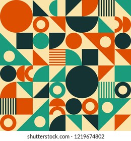 Seamless vector geometric background pattern in retro mid century style. Vintage colours.