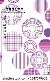 Seamless vector geometric background with place for text. Abstract creative concept for flyer, invitation, greeting card, poster design. Circle multicolor overlapping pattern.