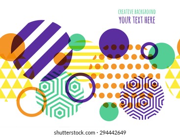 Fondo geométrico vectorial transparente con lugar para texto. Concepto creativo abstracto para volante, invitación, tarjeta de felicitación, diseño de afiches. Patrón multicolor circular. 