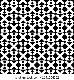 Seamless vector. Geometric background. Rhombuses, triangular shapes ornament. Diamonds, forms wallpaper. Web design illustration, abstract backdrop. Checks, triangles motif. Squares, polygons pattern.