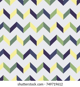 Seamless vector geometric chevron pattern. Chevrons in yellow, green and blue colors.