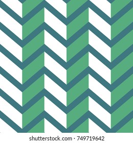 Seamless vector geometric chevron pattern. 3D modern geometric ornament in green colors.