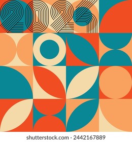 Seamless vector geometric color pattern background, retro color background.