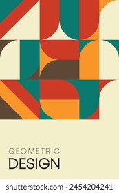 Seamless vector geometric color pattern background, retro color background.