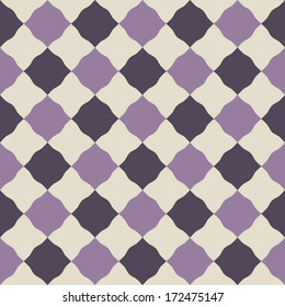 Seamless vector geometric contrasting purple checkered pattern background