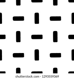 Seamless vector geometric doodle black white pattern hand drawn small simple little doodle elements, lines, rectangle geometric abstract design drawing repeating illustration Back ground Doddle style