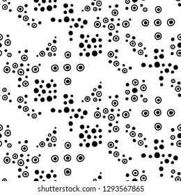 Seamless vector geometric doodle black white pattern hand drawn small little doodle elements, bubble, dots geometric abstract design, drawing repeating illustration Back ground Doddle vector pattern