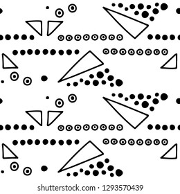 Seamless vector geometric doodle black white pattern hand drawn small little doodle elements, bubble geometric abstract design, drawing repeating illustration Back ground Doddle vector pattern, dots