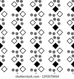 Seamless vector geometric doodle black white pattern hand drawn small little doodle elements, dots, rhombus geometric abstract design, drawing repeating illustration Back ground Doddle vector pattern