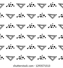 Seamless vector geometric doodle black white pattern hand drawn small little doodle elements, bubble, dots geometric abstract design, drawing repeating illustration Back ground Doddle vector pattern