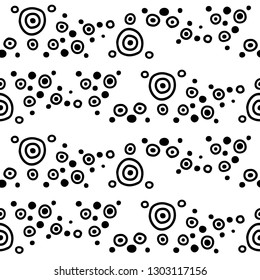 Seamless vector geometric doodle black white pattern hand drawn small little doodle elements, bubble, dots. geometric abstract design, drawing repeating illustration Back ground Doddle vector pattern 