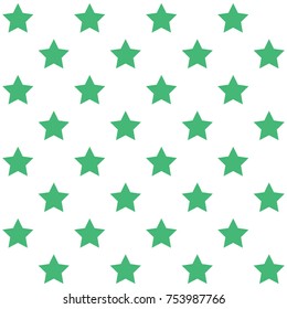 Seamless vector geometric green stars pattern on white background. For kids. Geometric layout. For kids. Gift wrapping paper. Bed sheets and interior.