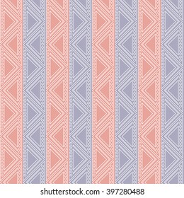 Seamless vector geometric pattern. Blue and red background with triangles in the shape of zigzag. Series of Decorative and Ornamental Seamless Patterns.