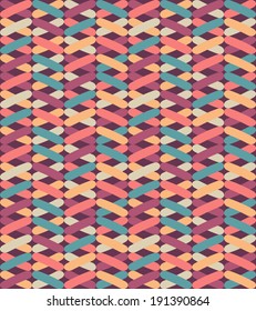 Seamless vector geometric pattern with colorful crosses. Endless zigzag abstract background.