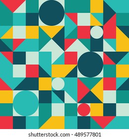 Seamless vector geometric pattern. Colorful abstract mosaic backgrounds. 