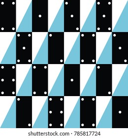 Seamless vector geometric pattern with colorful rectangle as dominoes and triangle