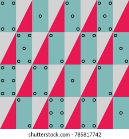 Seamless vector geometric pattern with colorful rectangle as dominoes and triangle