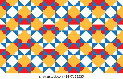 Seamless vector geometric pattern combination of red, black and orange. Abstract background design. modern stylish texture pattern repeating geometric tiles. minimal geometric tiles