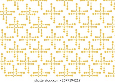 Padrão geométrico de vetor sem emenda. Pontos de tamanhos diferentes. Cor dourada de luxo. Padrão tradicional para fundo, papel de parede, roupas, pano de embrulho, batik, estilo bordado.