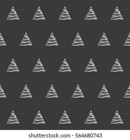 Seamless vector geometric pattern. Graphic black and white triangles placed in a random order. Monochrome.