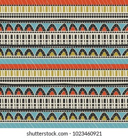 Seamless vector geometric pattern with hand drawn decorative tribal elements.Traditional ornament.