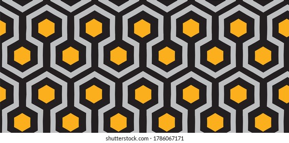 Seamless vector geometric pattern with honeycombs