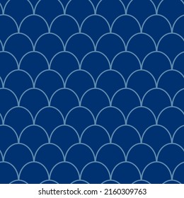 Seamless vector geometric pattern in Japanese style. Modern illustrations of blue linear art for wallpaper, flyers, covers, banners, minimalistic decorations, backgrounds.
