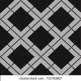 Seamless vector geometric pattern knitted black and white