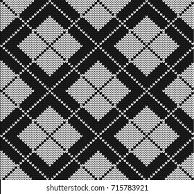 Seamless vector geometric pattern knitted black and white