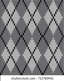 Seamless vector geometric pattern knitted black and white