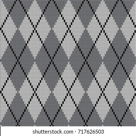Seamless vector geometric pattern knitted black and white