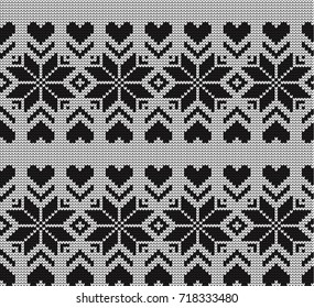 Seamless vector geometric pattern knitted black and white