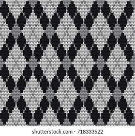 Seamless vector geometric pattern knitted black and white