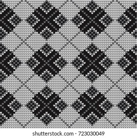 Seamless vector geometric pattern knitted black and white