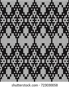 Seamless vector geometric pattern knitted black and white