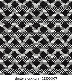 Seamless vector geometric pattern knitted black and white