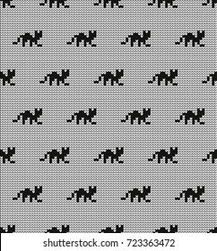 Seamless vector geometric pattern knitted black and white