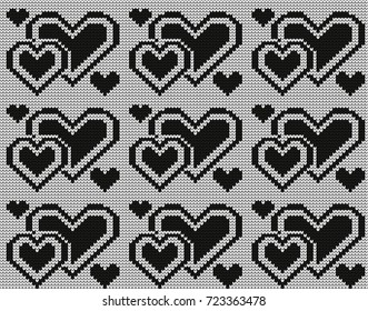 Seamless vector geometric pattern knitted black and white