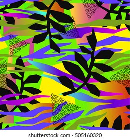 seamless vector geometric pattern. memphis style, geometric abstract, neon shapes overlapping. pop culture, retro video look.