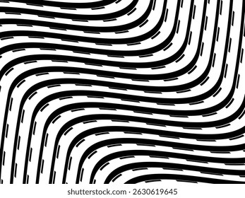 Seamless vector geometric pattern. Modern geometric background with wavy lines. Wavy black and white pattern.	
