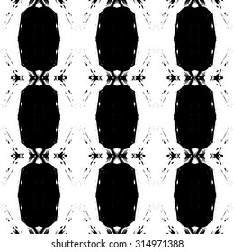 Seamless vector geometric pattern with monochrome ornament. Geometric symmetric allover hipster print. Black and white repeatable print. 